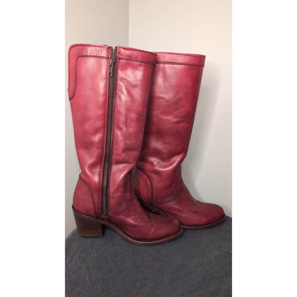Corral Handcrafted Burgundy Leather Western Boots Size 6 Cowgirl